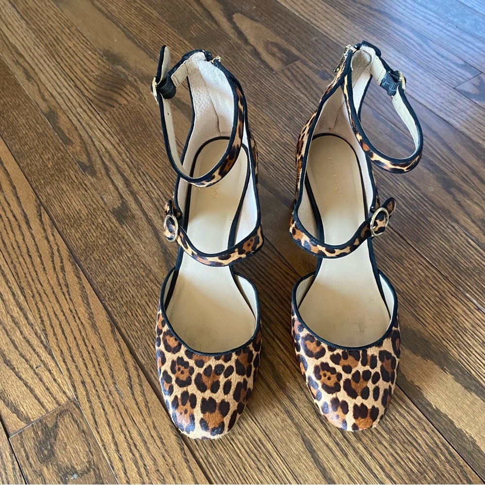 Ann Taylor Arielle Leopard Print Haircalf Mary Jane Pumps